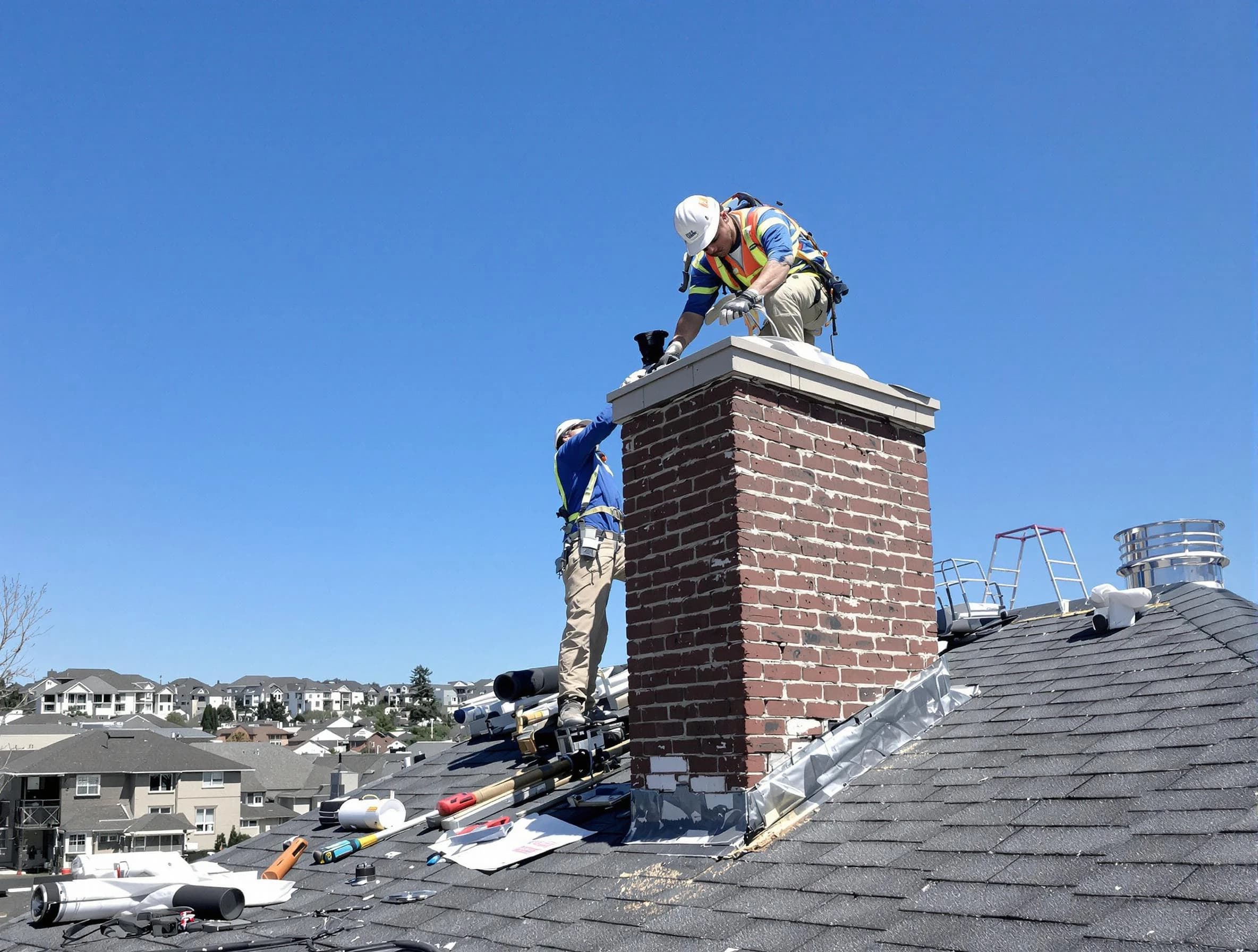Sheridan Chimney Sweep repairing a chimney crown in Sheridan, CO