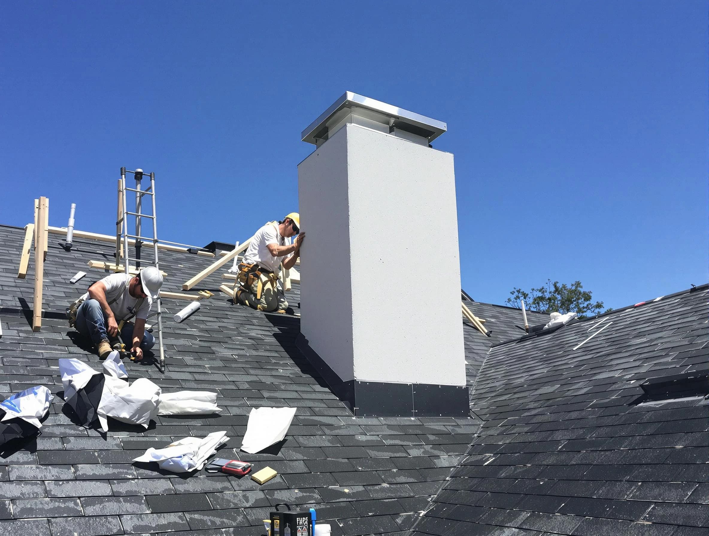 Sheridan Chimney Sweep crew installing a new chimney in Sheridan, CO