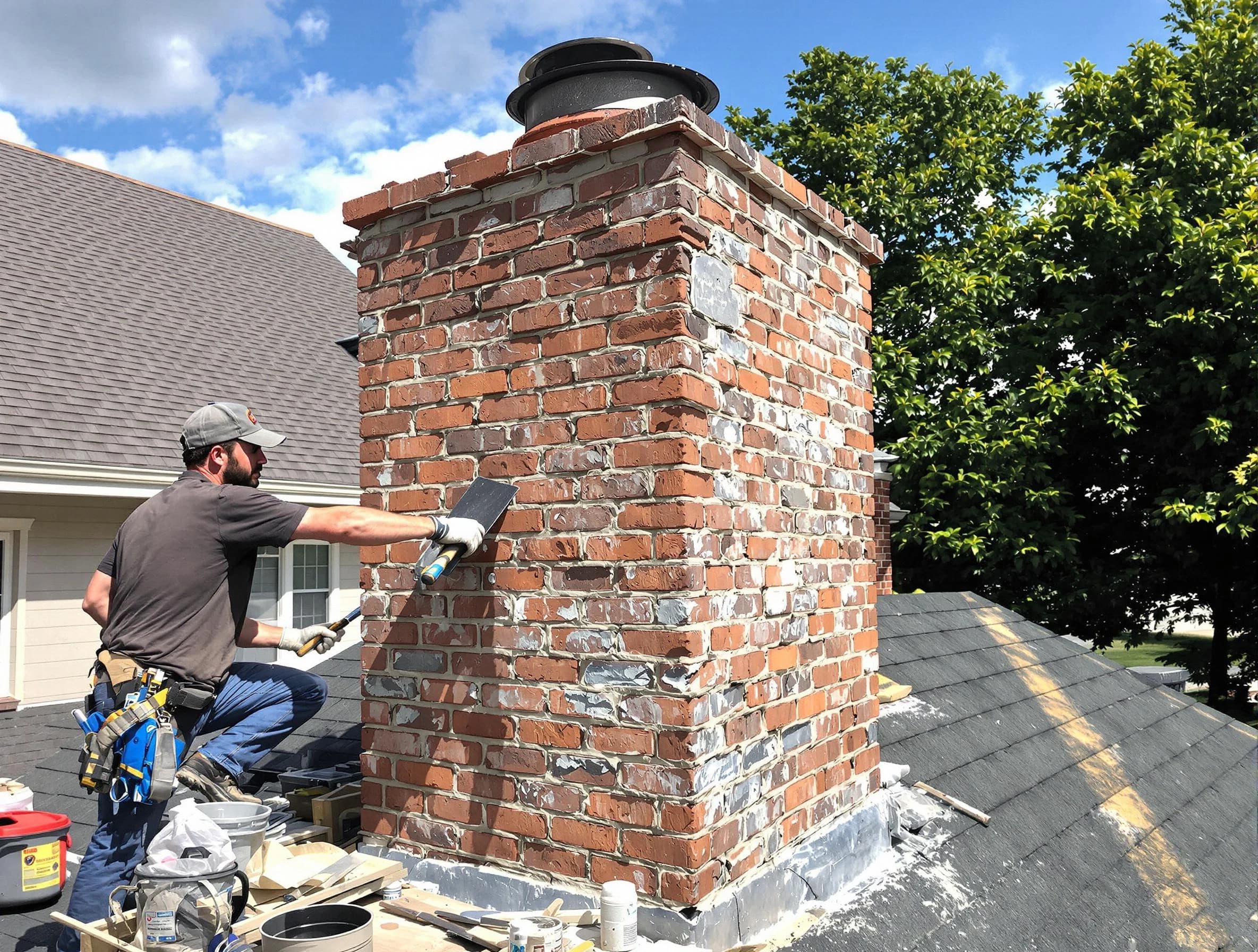 Completed chimney rebuild by Sheridan Chimney Sweep in Sheridan, CO