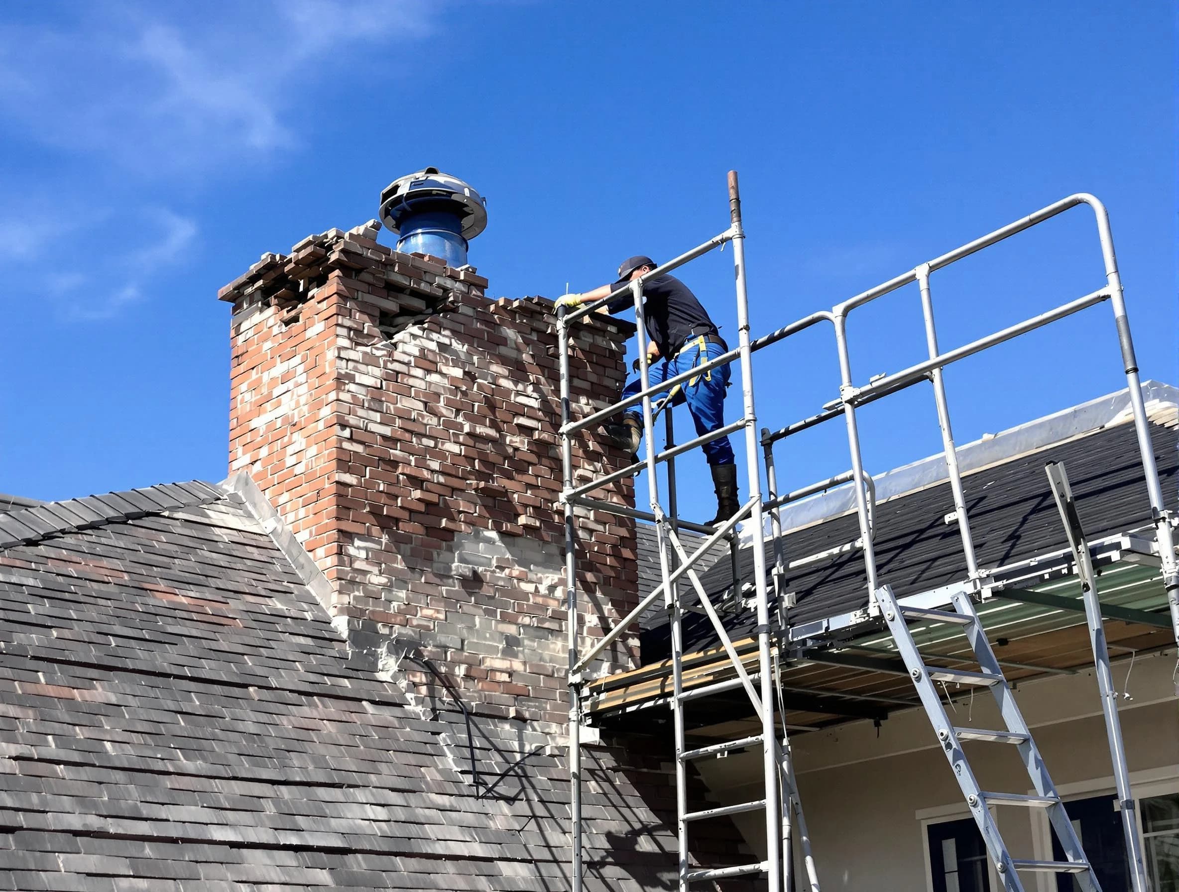 Rebuilding a chimney structure by Sheridan Chimney Sweep in Sheridan, CO