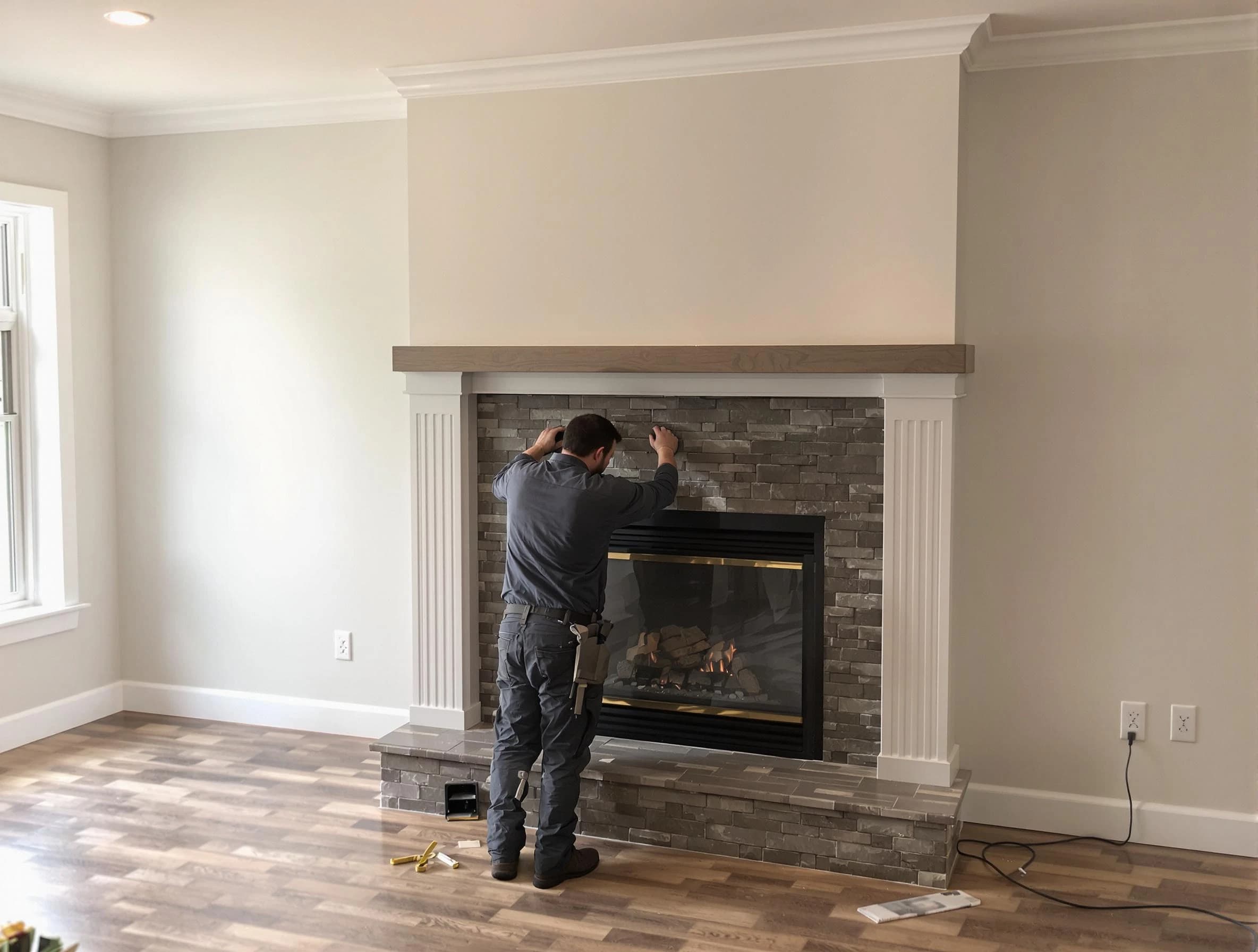 Sheridan Chimney Sweep finishing a custom fireplace install in Sheridan, CO