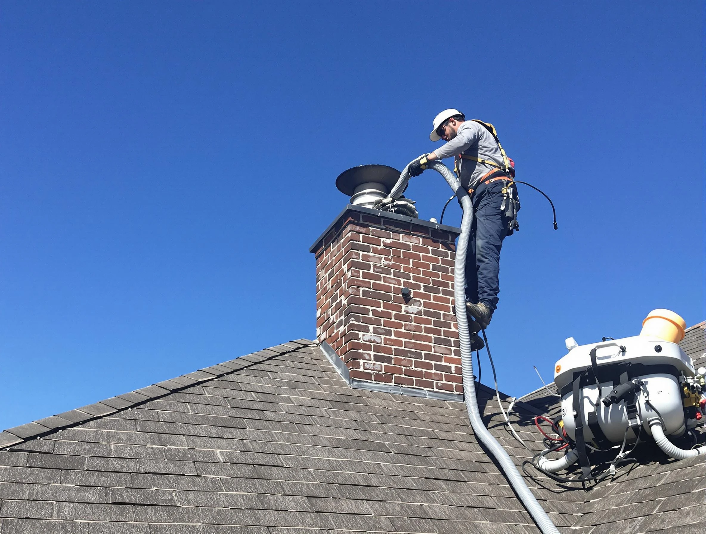 Dedicated Sheridan Chimney Sweep team member cleaning a chimney in Sheridan, CO