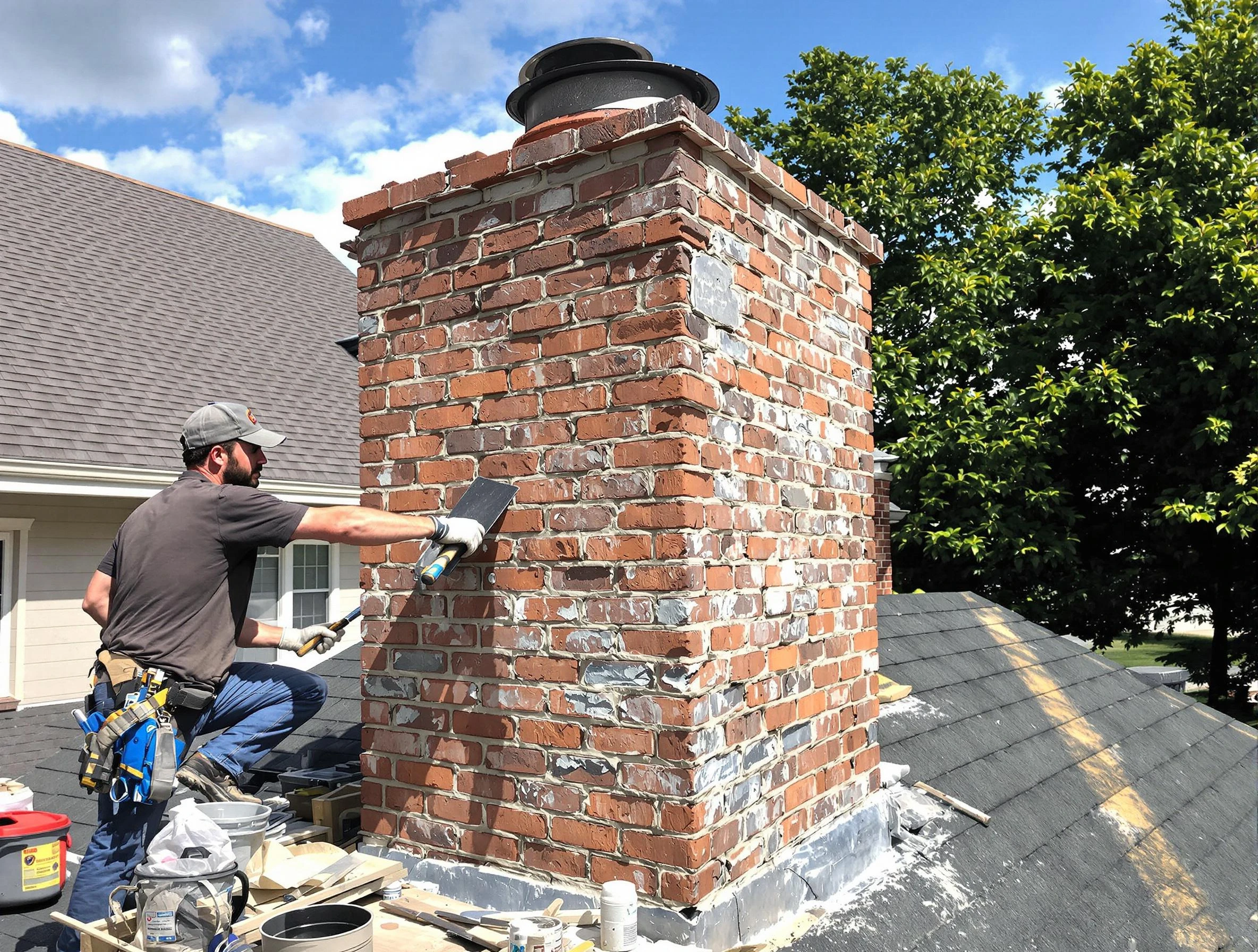 Completed chimney rebuild by Sheridan Chimney Sweep in Sheridan, CO