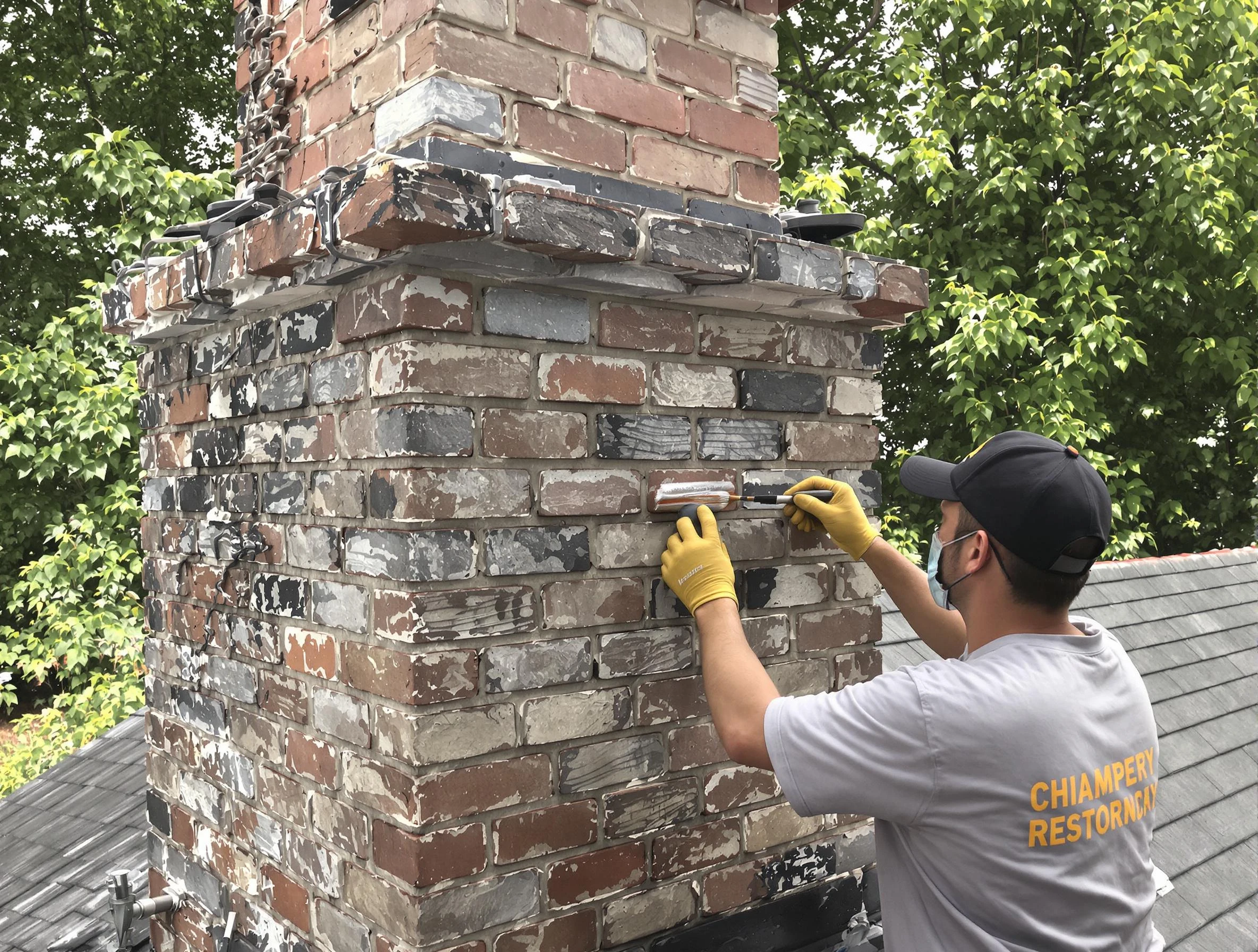 In-progress chimney restoration by Sheridan Chimney Sweep in Sheridan, CO